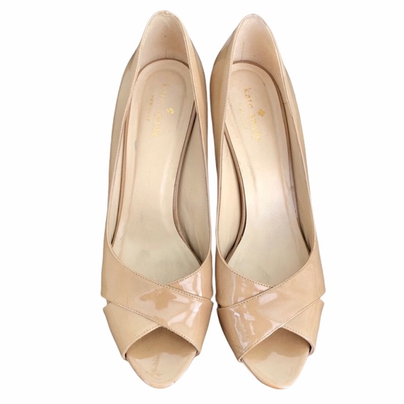 kate spade Shoes - kate spade Billie Nude Patent Peep Toe Heel (8.5)